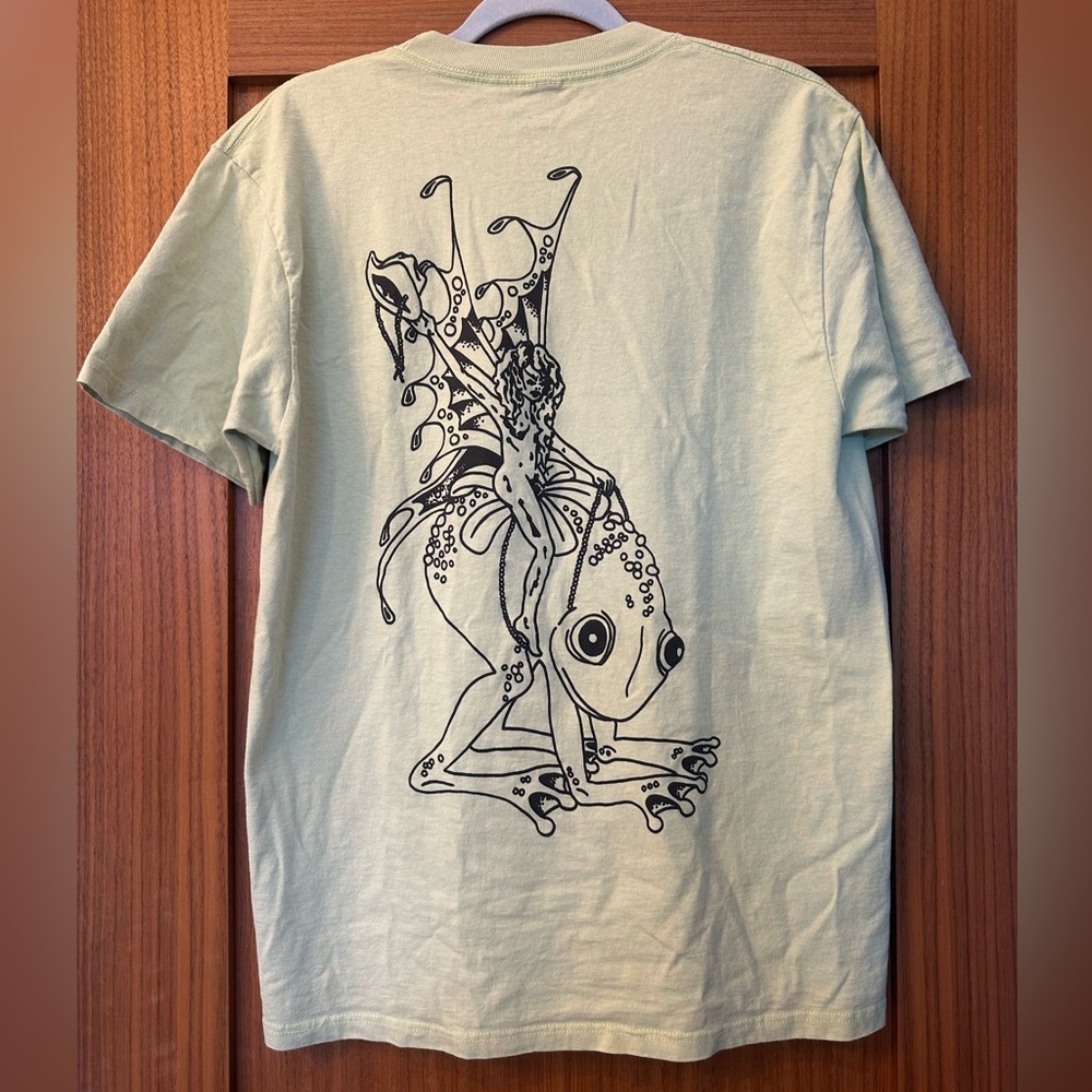 🧚‍♀️🐸RARE OBEY Light Green Graphic Tee – Size M 🐸🧚‍♀️